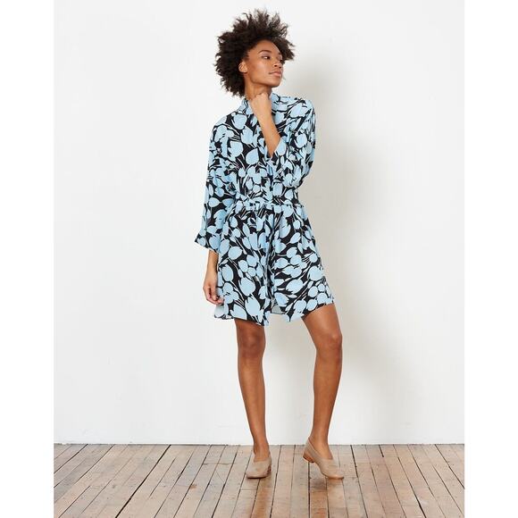 NO.6 STORE NYC Lulu Silk Tulip Print Hand Sewn Shirt Dress Garmentory 1 S M $465 - Picture 1 of 15
